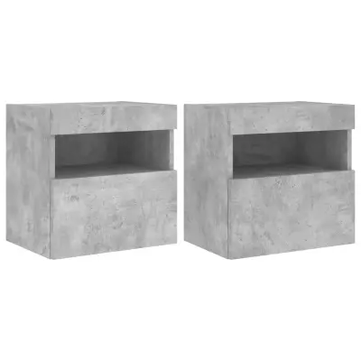 vidaXL Stenske TV omarice z LED 2 kosa betonsko siva 40x30x40 cm