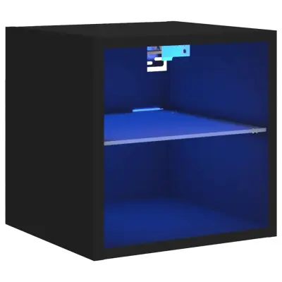 vidaXL Stenska TV omarica z LED lučkami črna 30x28,5x30 cm