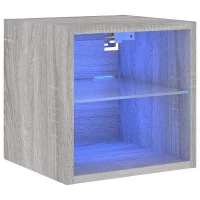 vidaXL Stenska TV omarica z LED lučkami siva sonoma 30x28,5x30 cm
