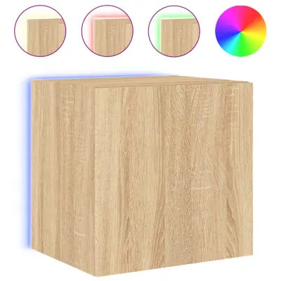 vidaXL Stenska TV omarica z LED lučkami sonoma hrast 40,5x35x40 cm