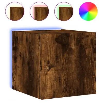 vidaXL Stenska TV omarica z LED lučkami dimljeni hrast 30,5x35x30 cm
