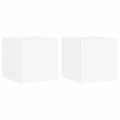 vidaXL Stenske TV omarice z LED lučkami 2 kosa bela 30,5x35x30 cm