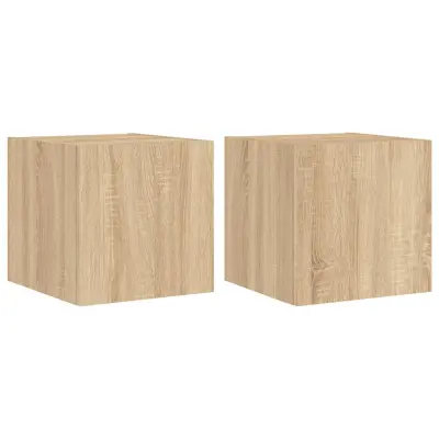 vidaXL Stenske TV omarice z LED 2 kosa sonoma hrast 30,5x35x30 cm