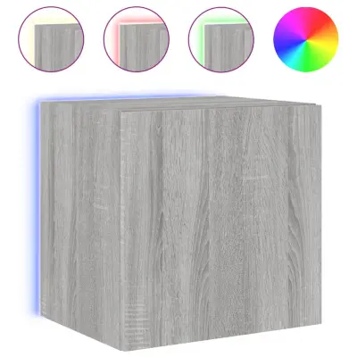 vidaXL Stenska TV omarica z LED lučkami siva sonoma 40,5x35x40 cm
