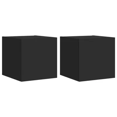 vidaXL Stenske TV omarice z LED lučkami 2 kosa črna 30,5x35x30 cm
