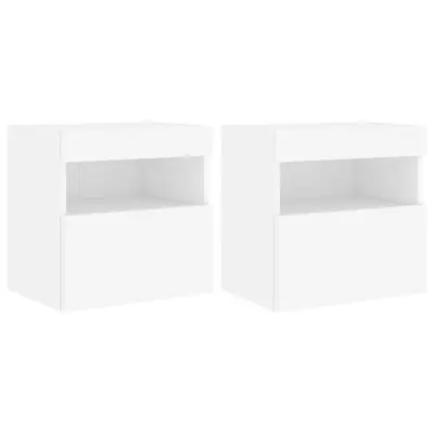 vidaXL Stenske TV omarice z LED lučkami 2 kosa bela 40x30x40 cm