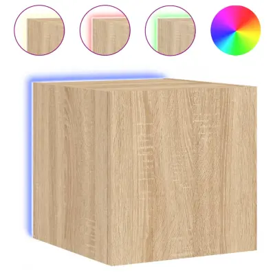 vidaXL Stenska TV omarica z LED lučkami sonoma hrast 30,5x35x30 cm