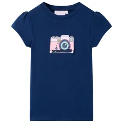Otroška majica s kratkimi rokavi mornarsko modra 104