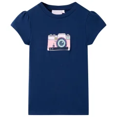Otroška majica s kratkimi rokavi mornarsko modra 116