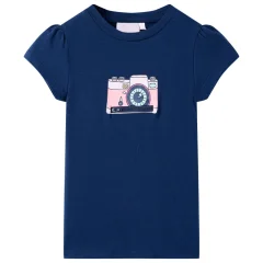 Otroška majica s kratkimi rokavi mornarsko modra 140