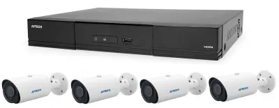Komplet kamer 1x AVTECH NVR AVH1109 in 4x 5MPX IP Motorzoom Bullet kamera AVTECH DGM5546SVAT + 4x UTP kabel 1x RJ45 - 1x RJ45 Cat5e 15m!