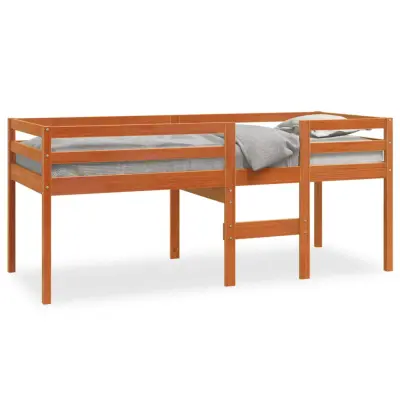 vidaXL Visoka postelja voščeno rjava 90x190 cm trdna borovina
