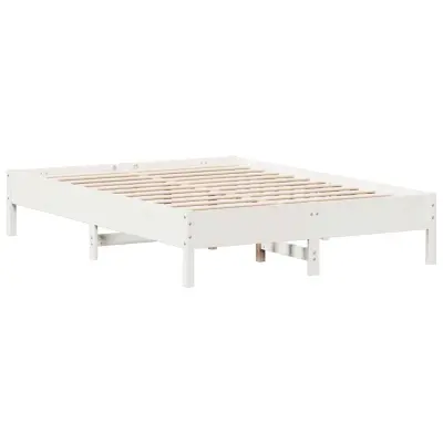 vidaXL Posteljni okvir brez vzmetnice bel 140x200 cm trdna borovina