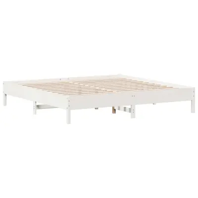 vidaXL Posteljni okvir brez vzmetnice bel 180x200 cm trdna borovina