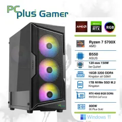 PCPLUS Gamer Ryzen 7 5700X/16GB/1TB/RTX 4060 8GB RGB/W11H gaming namizni računalnik