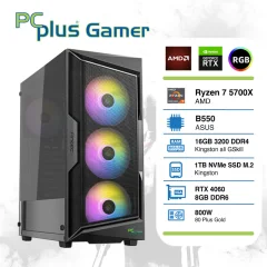 PCPLUS Gamer Ryzen 7 5700X/16GB/1TB/GeForce RTX 4060 8GB RGB gaming namizni računalnik