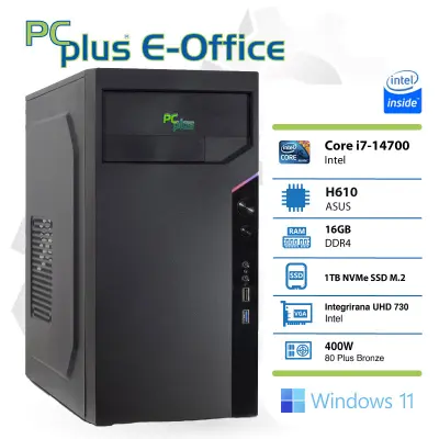 PCPLUS e-Office i7-14700/16GB/1TB/Windows 11 Home namizni računalnik