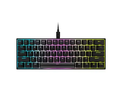 CORSAIR K65 RGB MINI 60% Mehanska igralna tipkovnica - polikarbonatski keycaps - stikala rdečega ključa Cherry MX - združljiva z ICUE - Qwerty Es post