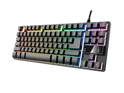 Zaupajte Gaming TKL GXT 833 Thado Gamer tipkovnice RGB Tenkeyless (20% manjše), membrana, španska Qwerty postavitev, anti-gonja, USB, s kablom, računa