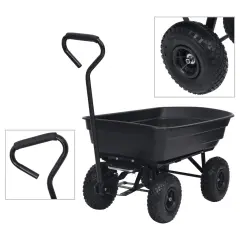 vidaXL Vrtni ročni voziček 300 kg 75 L črn