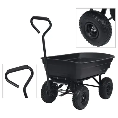 vidaXL Vrtni ročni voziček 300 kg 75 L črn