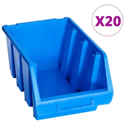 vidaXL Zložljivi zabojčki za shranjevanje 20 kosov modra plastika