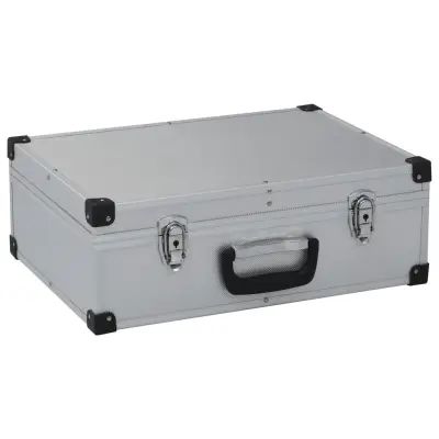 vidaXL Kovček za orodje 46x33x16 cm srebrn aluminij
