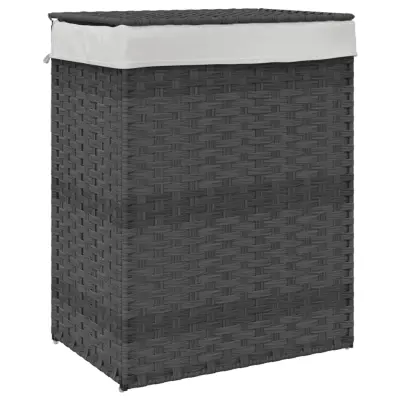vidaXL Košara za perilo s pokrovom siva 46x33x60 cm poli ratan