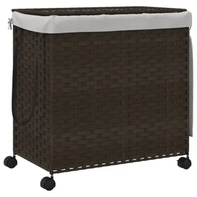 vidaXL Košara za perilo s kolesi temno rjava 60x35x60,5 cm ratan