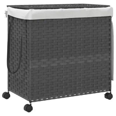 vidaXL Košara za perilo s kolesi siva 60x35x60,5 cm ratan