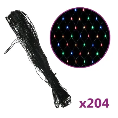vidaXL Novoletna svetlobna mreža večbarvna 3x2 m 204 LED lučk