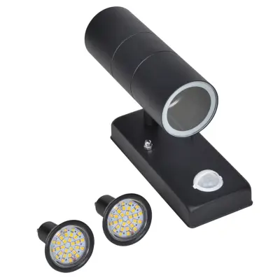 LED stenska svetilka iz nerjavečega jekla črna s senzorjem