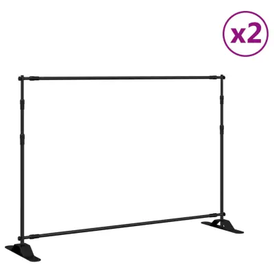 vidaXL Stojalo za ozadje 2 kosa črno 305x243 cm jeklo