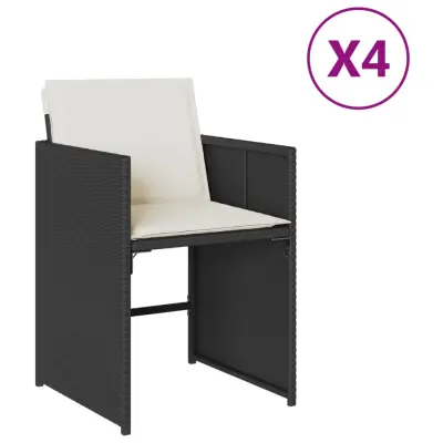 vidaXL Vrtni stoli z blazinami 4 kosi črn poli ratan