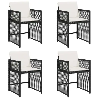 vidaXL Vrtni stoli z blazinami 4 kosi črn poli ratan