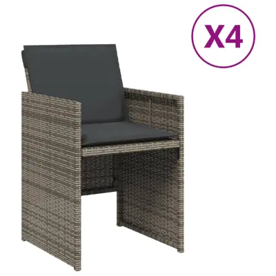 vidaXL Vrtni stoli z blazinami 4 kosi siv poli ratan