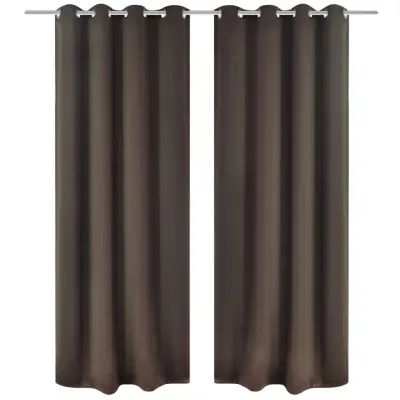 vidaXL Zatemnitvene zavese 2 kosa z obročki 135x175 cm rjave barve