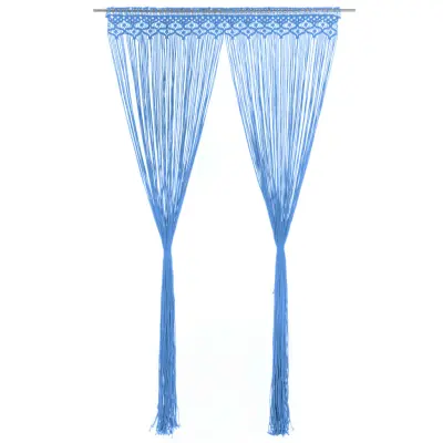 vidaXL Zavesa makrame modra 140x240 cm bombaž