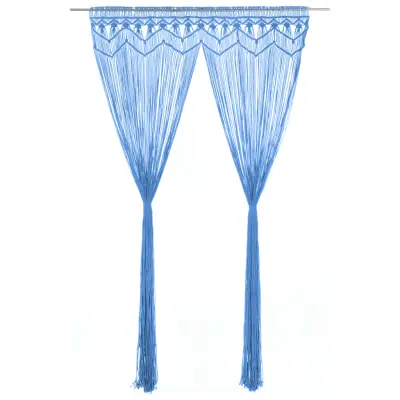 vidaXL Zavesa makrame modra 140x240 cm bombaž