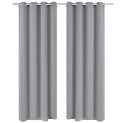 vidaXL Zatemnitvene zavese 2 kosa z obročki 135x175 cm sive barve