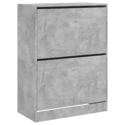 vidaXL Omarica za čevlje z 2 predaloma betonsko siva 80x42x108 cm