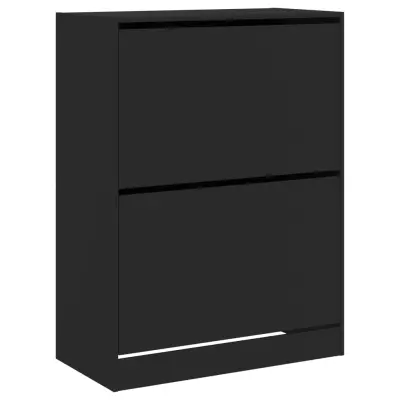 vidaXL Omarica za čevlje z 2 predaloma črna 80x42x108 cm