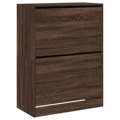 vidaXL Omarica za čevlje z 2 predaloma rjavi hrast 80x42x108 cm