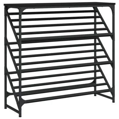 vidaXL Regal za čevlje črn 90x30x85 cm inženirski les
