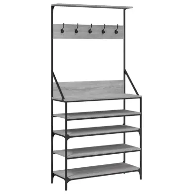 vidaXL Regal za oblačila s prostorom za čevlje siva sonoma 90x34x184cm