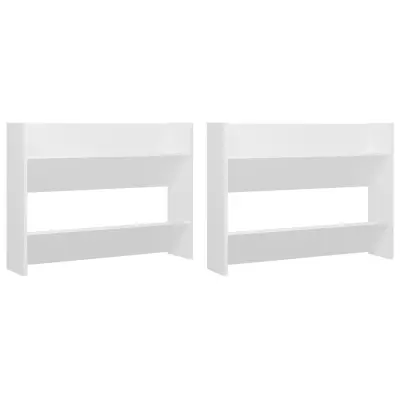 vidaXL Stenska omarica za čevlje 2 kosa bela 80x18x60 cm iverna pl.
