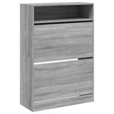 vidaXL Omarica za čevlje z 2 predaloma siva sonoma 80x34x116 cm