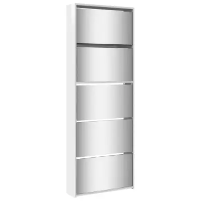 vidaXL Omarica za čevlje z ogledalom 5-nadstropna bela 63x17x169,5 cm
