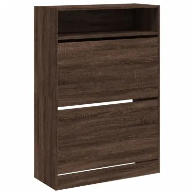 vidaXL Omarica za čevlje z 2 predaloma rjavi hrast 80x34x116 cm