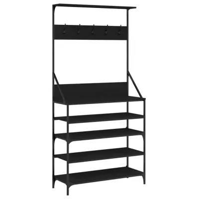 vidaXL Regal za oblačila s prostorom za čevlje črn 90x34x184 cm